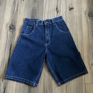FUBU Denim Shorts Mens 32 Baggy Embroidered Hip Hop Y2K Carpenter Jean Shorts